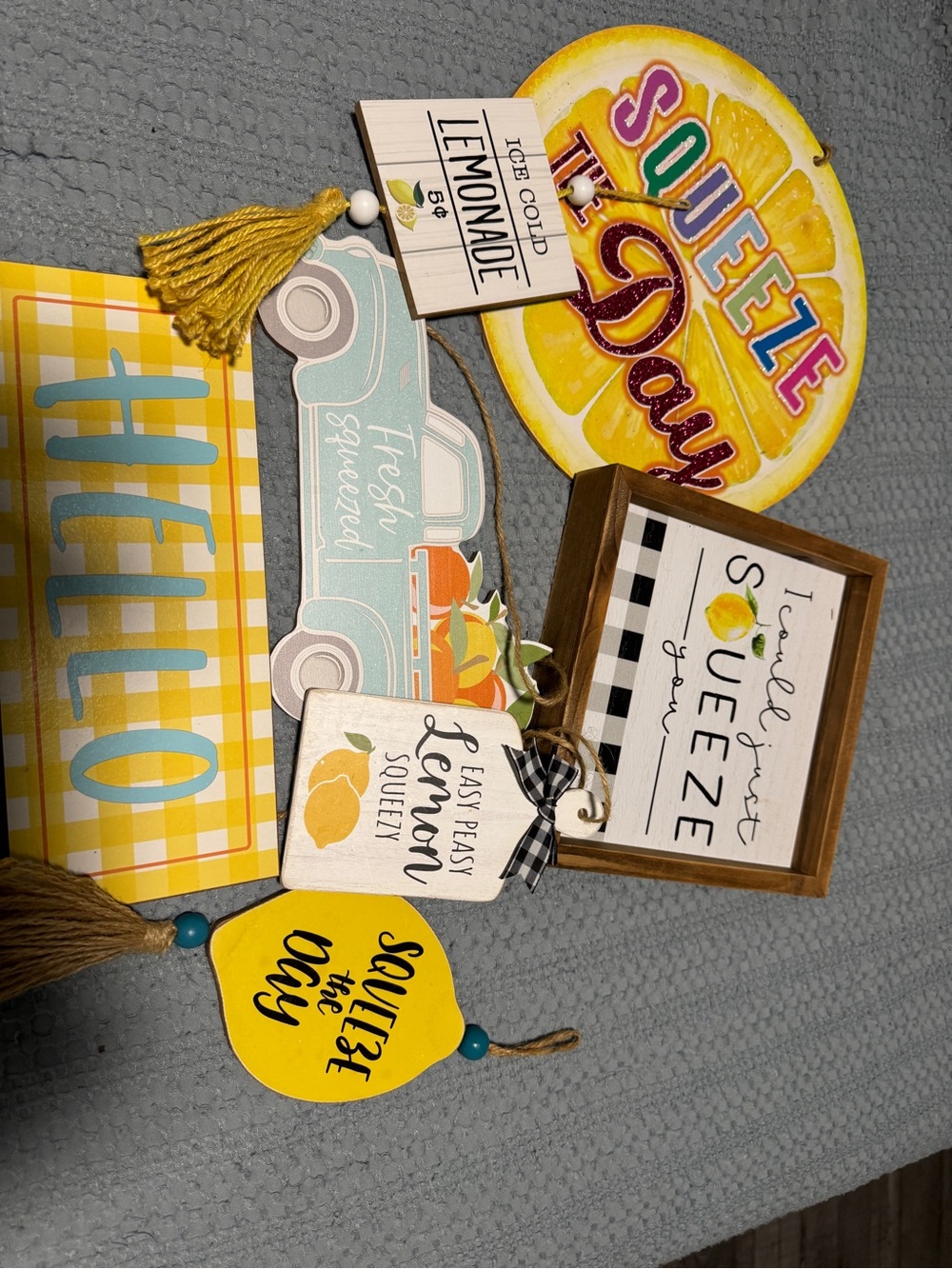 Wood Frame Lemon Squeeze Wall Sign - White and Yellow